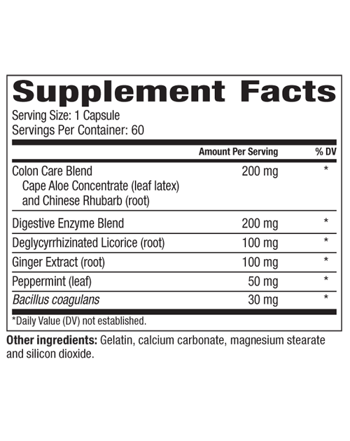 Supplement Facts panel for TH ULTIMATE COLON CARE FORMULA 60 capsules.