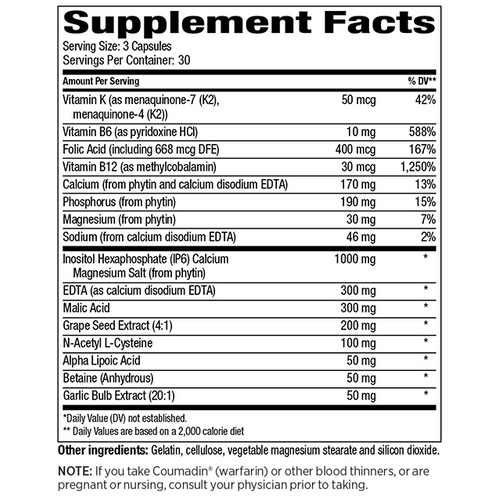 View 2 Supplement Facts panel for TH ENHANCED ORAL CHELATION II, detailing ingredients and nutritional information.